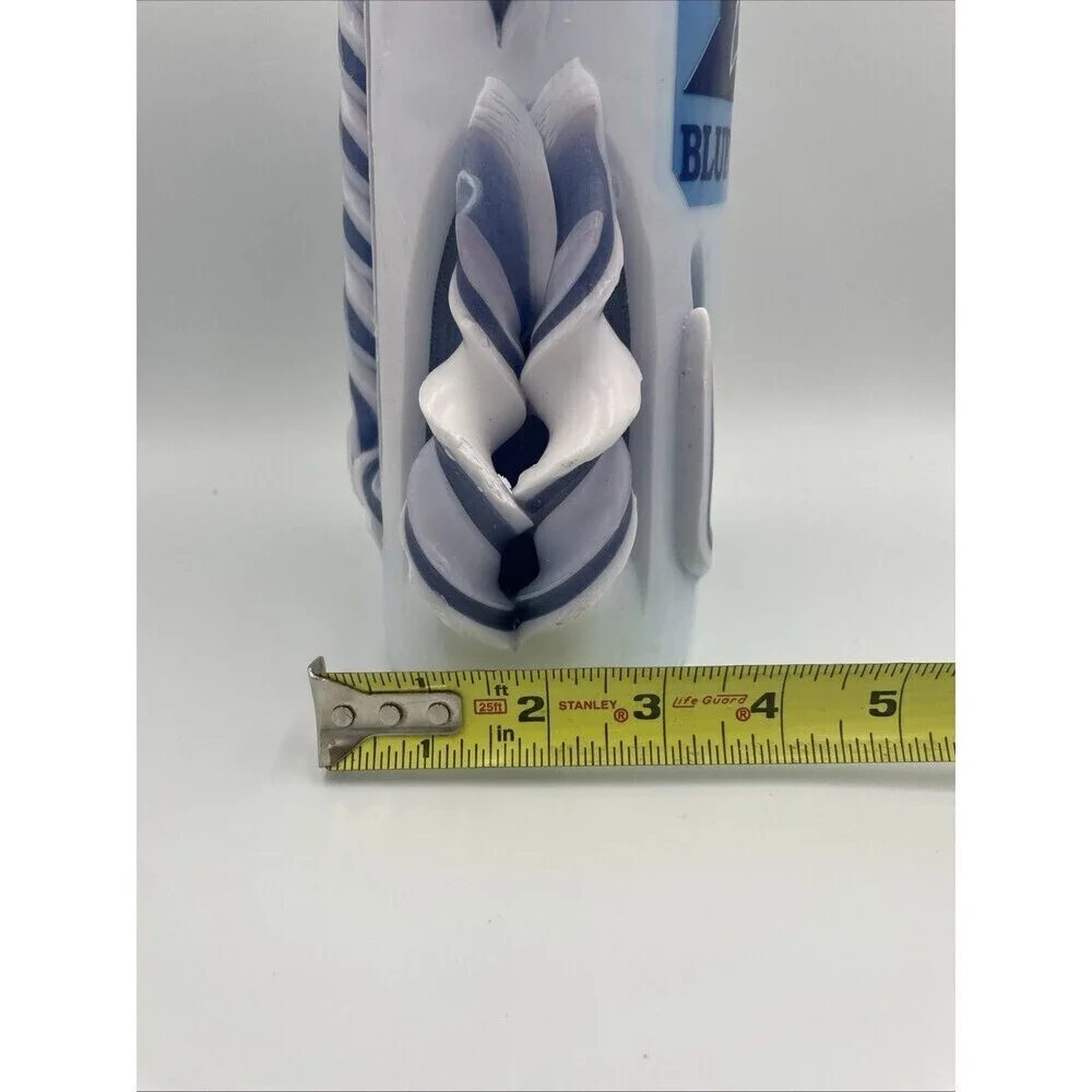 Duke University Blue Devils Candle Hand Carved Ribbon Rare Gift New Unscented